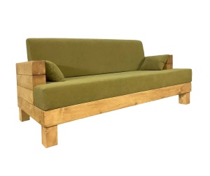 Canapea Rustic Wood lemn masiv, cu tapiterie, 204 x 91 x 63 cm - Img 6