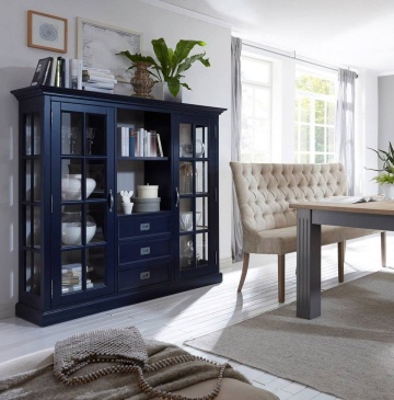 Corp Vitrina Harmony cu 2 usi sticla si 3 sertare mediane 156 x 45 x 155