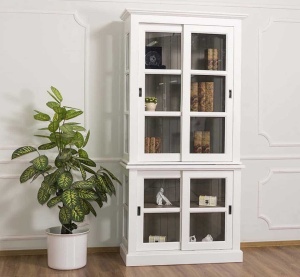 Corp Vitrina Provance din lemn masiv cu 4 usi culisante 110 cm - Img 2