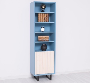 Etajera living Piannova cu 1 usa si 4 rafturi, lemn masiv + mdf