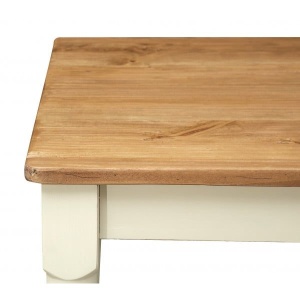 Masa Artisan din lemn masiv tei, alb + natur antichizat, 120 cm - Img 5