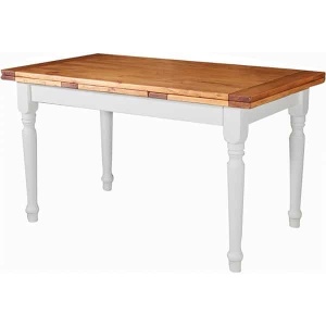 Masa extensibila Artisan 140/240 cm, alb + natur antichizat, lemn masiv tei