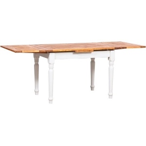 Masa extensibila Artisan 140/240 cm, alb + natur antichizat, lemn masiv tei - Img 2