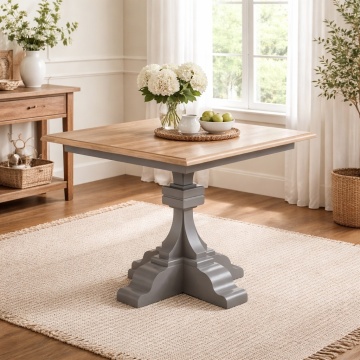 Masa patrata dining Harmony lemn masiv si furnir stejar 90 x 90 x 78 cm