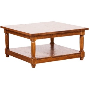 Masuta de living Artisan nuc antichizat, lemn masiv tei, 90 x 90 cm