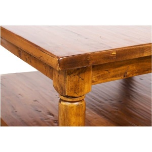 Masuta de living Artisan nuc antichizat, lemn masiv tei, 90 x 90 cm - Img 2