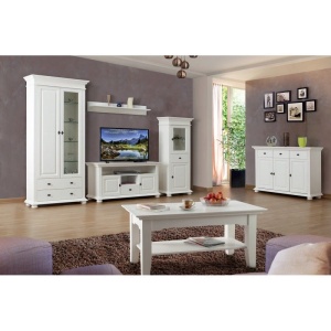 Masuta de living Perla din lemn masiv finisaj alb unt, 110 cm - Img 2