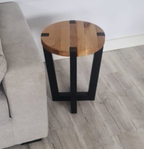 Masuta rotunda Perama, lemn masiv stejar, 40 x H53 cm