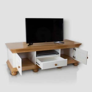 Set mobila living Bella Moon din lemn masiv, 5 piese, alb unt /miere - Img 5