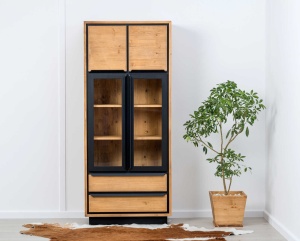 Set mobila living Ethiopia cu 5 piese lemn masiv, accente loft - Img 3