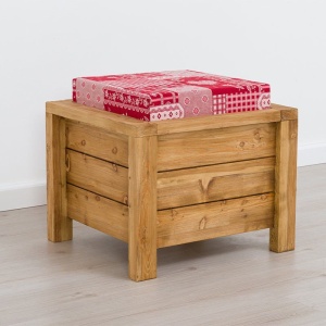 Taburet Pouf Gold Wood cu lada depozitare din lemn masiv