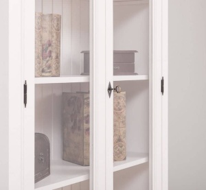 Vitrina Provance cu 2 usi sticla si 2 usi lemn masiv 110 cm - Img 2