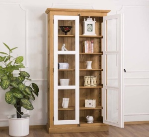 Vitrina Provance lemn masiv, 2 usi cu tija metalica 110 cm - Img 4