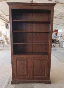 Biblioteca Artisan cu 2 usi nuc antichizat, lemn masiv tei, 108 cm - Img 2
