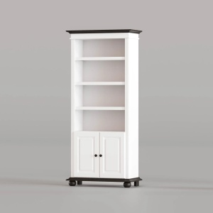 Biblioteca Bianca lemn masiv alb unt / nuc, 90 × 42 × 201 cm