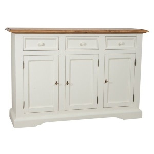 Bufet Artisan cu 3 usi si 3 sertare alb-natur antichizat, lemn masiv tei, 156 cm - Img 3
