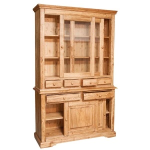 Bufet Artisan cu 4 usi culisante si sertare natur antichizat, lemn masiv tei, 142 cm - Img 3