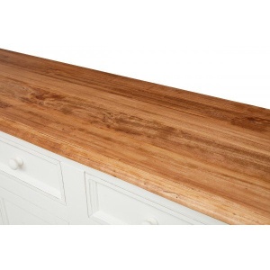 Bufet Artisan cu 4 usi si 4 sertare, alb-natur antichizat, lemn masiv tei, 202 cm - Img 8
