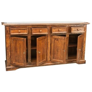Bufet Artisan cu 4 usi si 4 sertare, nuc antichizat, lemn masiv tei, 202 cm - Img 8