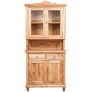 Bufet cu vitrina Artisan natur antichizat, 4 usi si 2 sertare, lemn masiv tei - Img 4