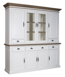 Bufet cu vitrina Harmony Oak 8 usi si 5 sertare
