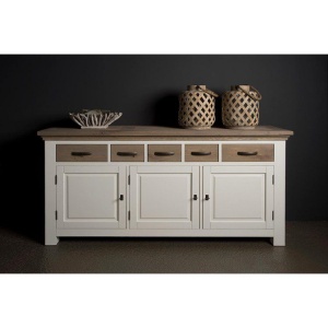 Bufet living Country din lemn masiv cu 3 usi si 5 sertare, 180 x 50 x 90 cm