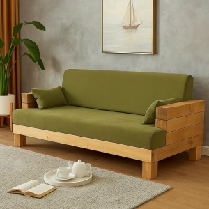 Canapea Rustic Wood lemn masiv, cu tapiterie, 204 x 91 x 63 cm