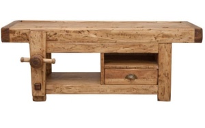 Comoda TV Artisan model banc tamplar din lemn masiv tei, natur antichizat - Img 7