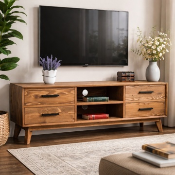 Comoda TV living Nouvelle cu 4 sertare din lemn masiv