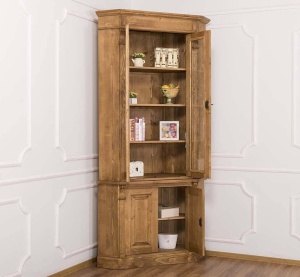 Corp Vitrina de colt Provance cu 2 usi vitrina si 2 usi lemn masiv 114 cm - Img 2