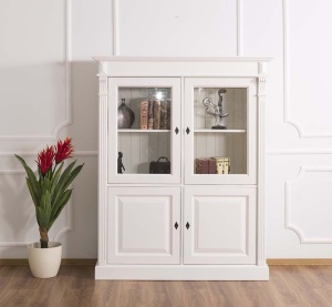 Corp Vitrina Provance model Cavaler lemn masiv cu 4 usi 130 cm