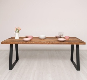 Masa Lemn masv + picioare metalice negre Provance, 210 x 90 cm - Img 3