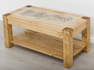 Masuta de living Heritage cu model sculptat din lemn masiv, nuanta naturala