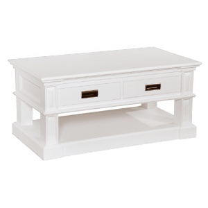 Masuta de living Retro Charm lemn masiv alb, 110 x 60 x 50 cm