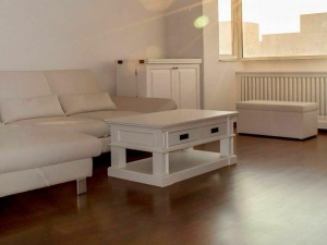 Masuta de living Retro Charm lemn masiv alb, 110 x 60 x 50 cm - Img 2