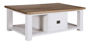 Masuta livinG Harmony Oak lemn masiv cu 2 sertare, 130 cm