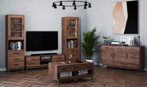 Masuta Living Nouvelle cu 3 sertare din lemn masiv - Img 4