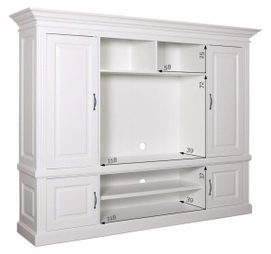Mobilier Harmony cu spatiu TV lemn masiv alb 210 cm - Img 2