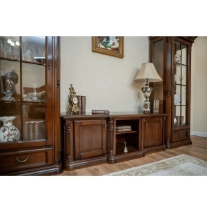 Set de mobila living Imperial Lux model Serenata furnir nuc, 2 vitrine si comoda TV - Img 6