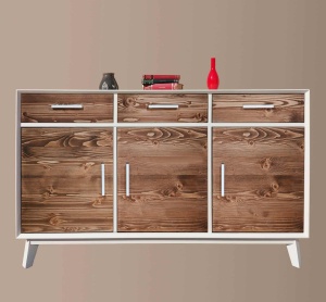 Set mobila living Nouvelle cu 5 piese, lemn masiv si mdf alb - Img 2