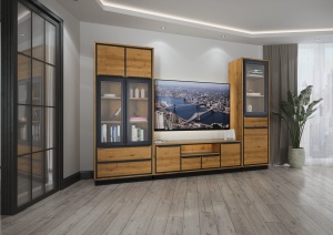 Set mobilier living Ethiopia cu 3 piese din lemn masiv cu accente loft - Img 2