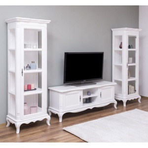 Set mobilier living Shabby Provance lemn masiv alb, 3 piese