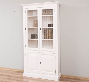 Vitrina Provance cu 2 usi sticla si 2 usi lemn masiv 110 cm - Img 4