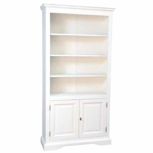 Biblioteca Artisan cu 2 usi alb antichizat, lemn masiv tei, 108 cm - Img 4
