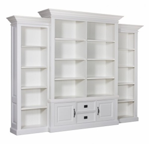 Biblioteca Harmony alba din lemn masiv si mdf, 286 cm