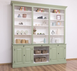 Biblioteca lemn masiv living Provance, finisaj dublu color 229 cm - Img 4