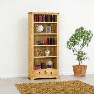 Biblioteca Rustic Carpatin cu 4 polite reglabile lemn masiv