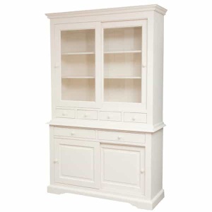 Bufet Artisan cu 4 usi culisante si sertare alb antichizat, lemn masiv tei, 142 cm - Img 3