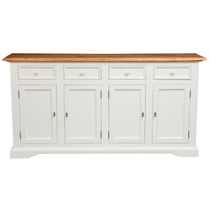 Bufet Artisan cu 4 usi si 4 sertare, alb-natur antichizat, lemn masiv tei, 202 cm - Img 5