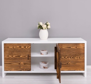 Bufet cu 3 usi Ohanna, lemn masiv + mdf, 180 x 50 x 78 cm - Img 6